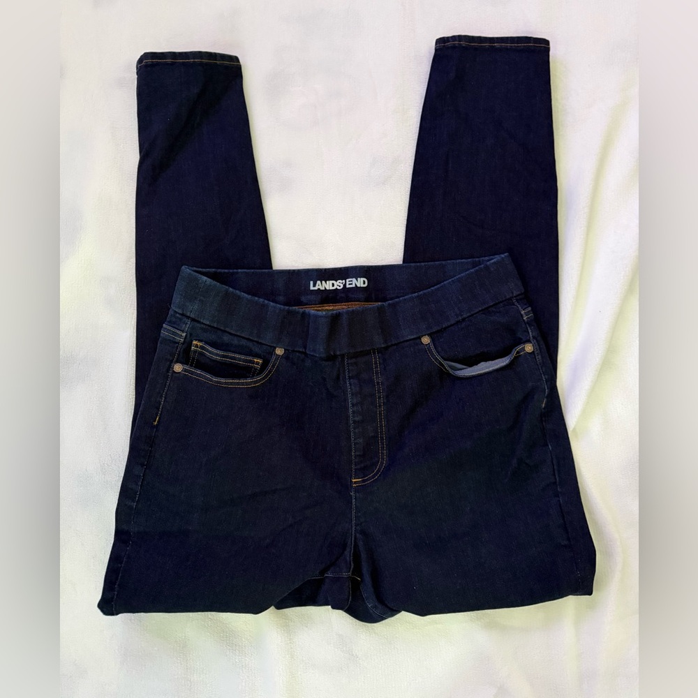 Lands' End Women's Dark Blue Pull On Jeans Size 14